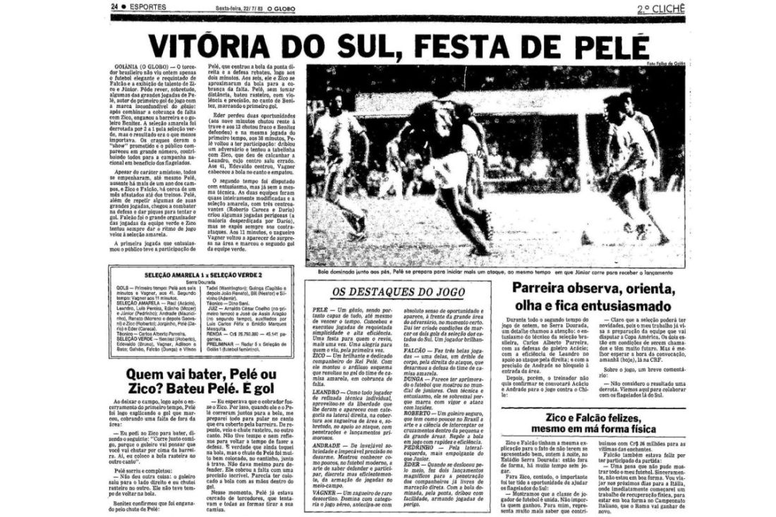 Sete jogos e três gols: a conexão do Rei Pelé com Goiânia